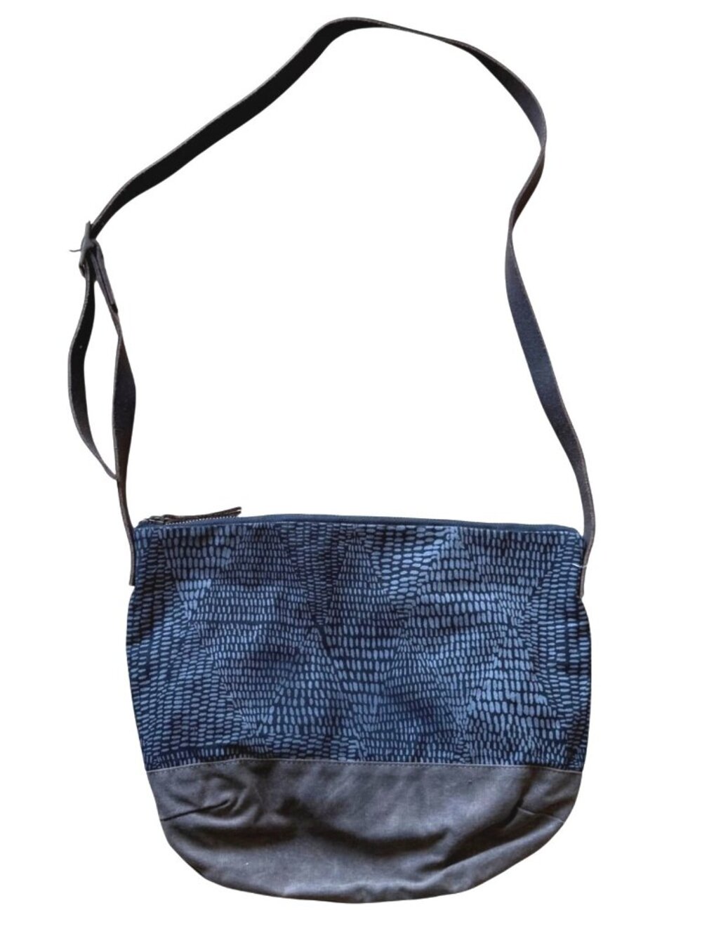 Bookhou Women's Crossbody Bag Blue Geometric Textured Waxed Canvas Two Tone